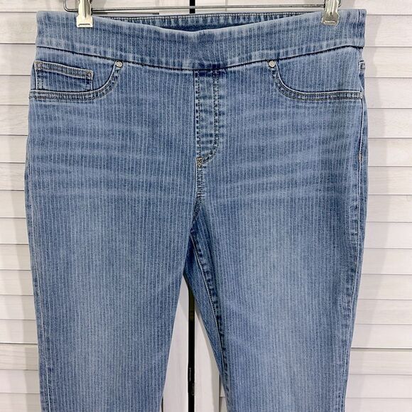 Chico’s Jeggings Size 2P (12P) Railroad Stripe Pull On - Picture 5 of 13
